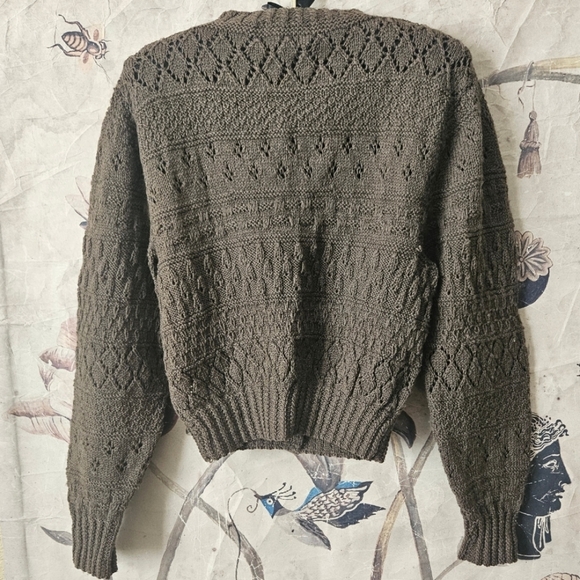 olive vintage wool cardigan - Picture 2 of 9